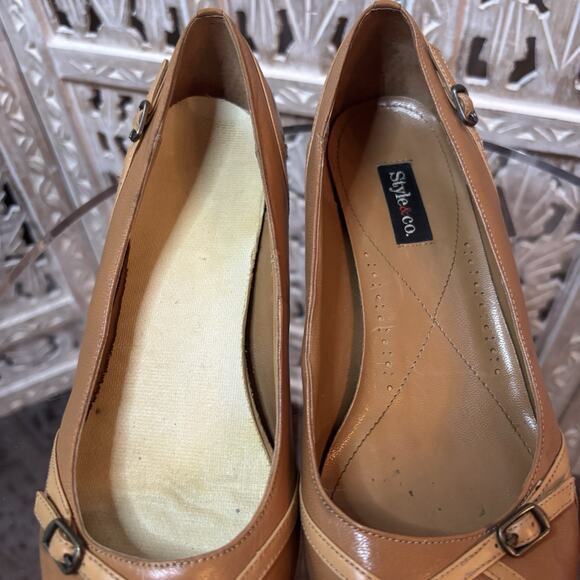 Vintage Style & Co Strappy Leather Pumps size 7.5M Tan Pointy Toes, Kitten Heels - Picture 10 of 10